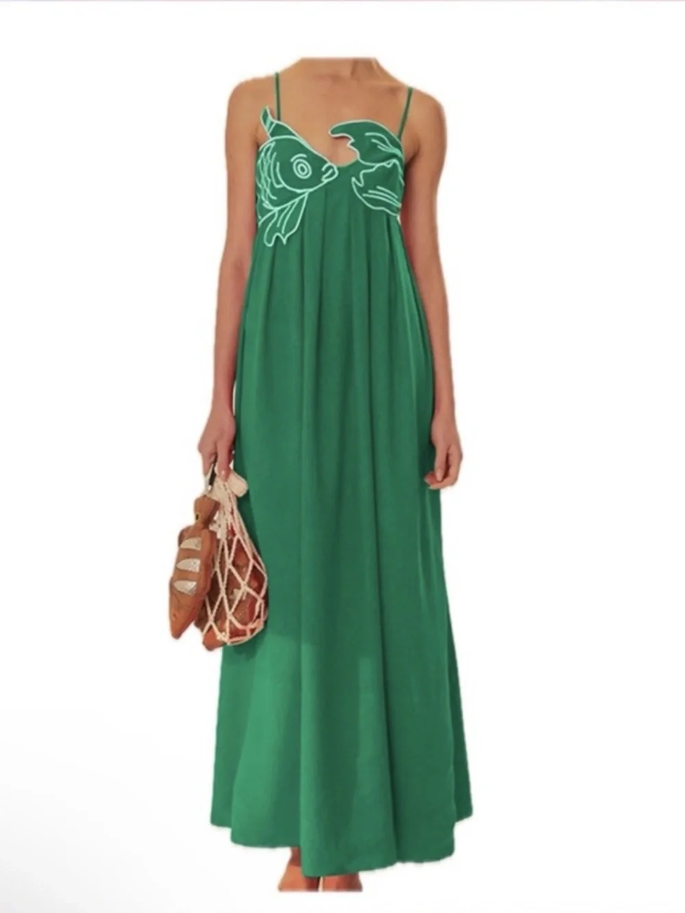 Farm Rio, Green Fish Top Maxi Dress, Size Small, New with Tags - Picture 1 of 4